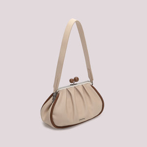 MIMÌ - BORSA CLUTCH MORBIDA CON CHIUSURA A SFERE BEIGE