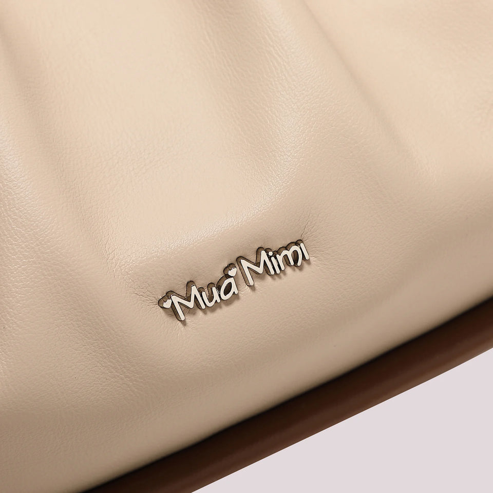 MIMÌ - BORSA CLUTCH MORBIDA CON CHIUSURA A SFERE BEIGE